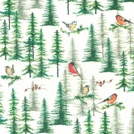 Birds and Trees Christmas Print Paper ~ Tassotti Italy